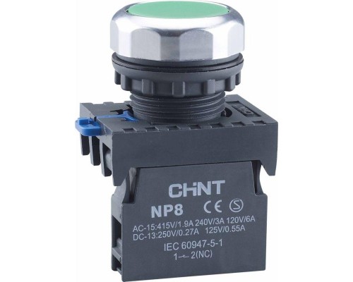 Кнопка управления NP8-10BN/3 без подсветки зел. 1НО IP65 (R) CHINT 667232