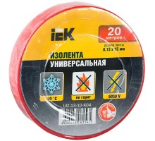 Изолента ПВХ 0.13х15мм (рул.20м) красн. IEK UIZ-13-10-K04