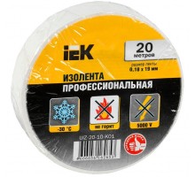 Изолента ПВХ 0.18х19мм бел. (рул.20м) IEK UIZ-20-10-K01