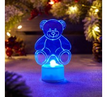 Фигура светодиодная "Мишка 2D" 1LED RGB 1.5Вт IP20 на подставке элементы питания 3хAG13(LR44) (в компл.) Neon-Night 501-047