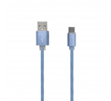 USB кабель "LP" Micro USB косичка 1м голубой