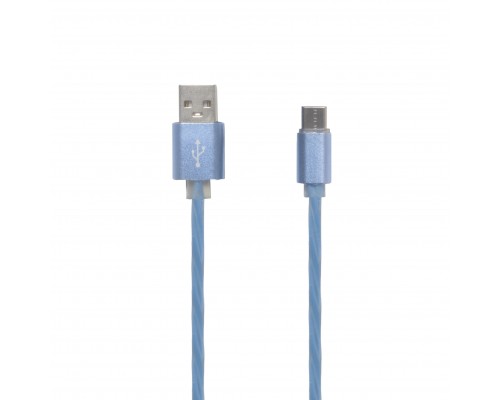 USB кабель "LP" Micro USB косичка 1м голубой