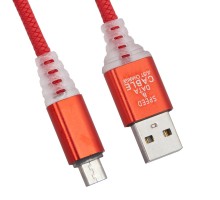 USB кабель "LP" Micro USB "Змея" LED TPE (красный/блистер)