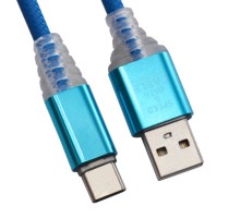 USB кабель "LP" Type-C "Змея" LED TPE (синий/блистер)