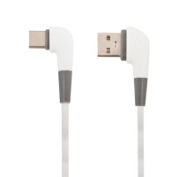 USB кабель "LP" USB Type-C L-коннектор "Кожаный шнурок" (белый/коробка)