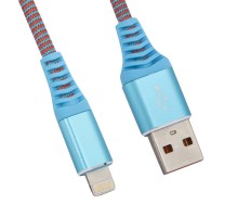 USB кабель "LP" для Apple 8 pin "Носки" (голубой/блистер)