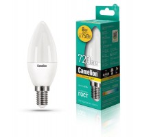 Лампа светодиодная LED8-C35/830/E14 8Вт свеча 3000К тепл. бел. E14 720лм 170-265В Camelion 12385