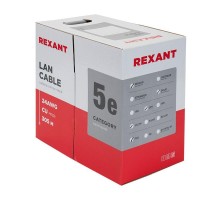 Кабель витая пара U/UTP 2х2х24AWG кат.5e solid CU PVC сер. 305м (м) Rexant 01-0023