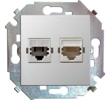 Розетка компьютерная 2-м СП Simon15 RJ45 кат.5E Systimax механизм бел. Simon 1591593-030