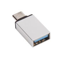 USB OTG адаптер на разъем USB Type-C LP металлический серебряный, европакет