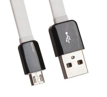 USB кабель передачи данных Zetton Flat разъем Micro USB плоский черный, белый, OEM