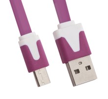 USB Дата-кабель LP Micro USB плоский узкий сиреневый, европакет