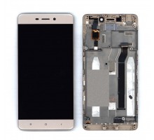 Дисплей (экран) в сборе с тачскрином для Xiaomi Redmi 4 золотой с рамкой (с разбора)