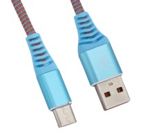 USB кабель "LP" Micro USB "Носки" голубой