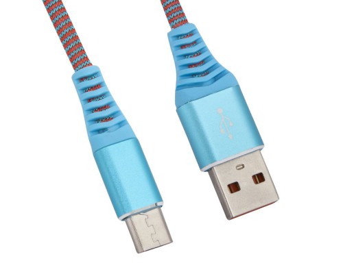 USB кабель "LP" Micro USB "Носки" голубой