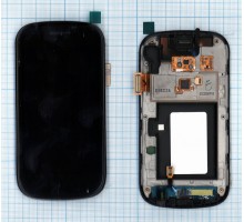 Дисплей (экран) в сборе с тачскрином для Samsung Nexus S I9020 черный с рамкой