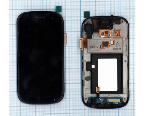 Дисплей (экран) в сборе с тачскрином для Samsung Nexus S I9020 черный с рамкой