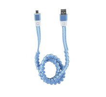 USB кабель "LP" Micro USB тянучка 0.75-1.2м голубой