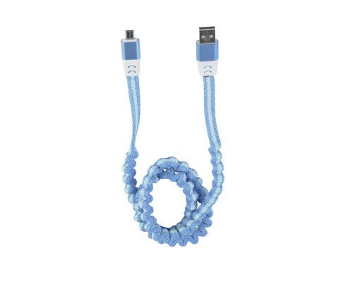 USB кабель "LP" Micro USB тянучка 0.75-1.2м голубой