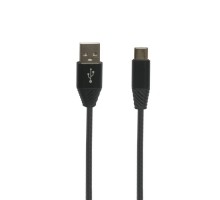 USB кабель "LP" Type-C кожаная оплетка 1м черный