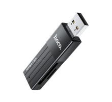 Картридер HOCO HB20 Mindful 2 in 1 USB 2.0/480Mbps, USB-А на microSD, SD черный