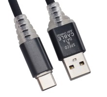 USB кабель "LP" Type-C "Змея" LED TPE (черный/блистер)