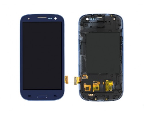 Дисплей (экран) в сборе с тачскрином для Samsung i9300 Galaxy S III в рамке синий (TFT LCD)