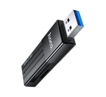 Картридер HOCO HB20 Mindful 2 in 1 USB 3.0/5Gbps, USB-A на microSD, SD черный