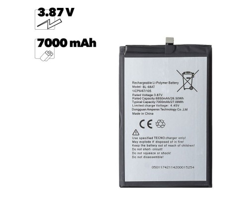 Аккумулятор OEM (совместимый с BL-68AT) для Tecno Pova 2 3,87 V 7000mAh