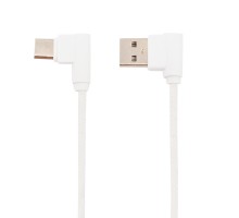 USB кабель "LP" USB Type-C L-коннектор "Круглый шнурок" (белый/коробка)