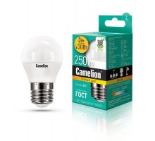 Лампа светодиодная LED3-G45/830/E27 3Вт шар 3000К тепл. бел. E27 245лм 220-240В Camelion 11374