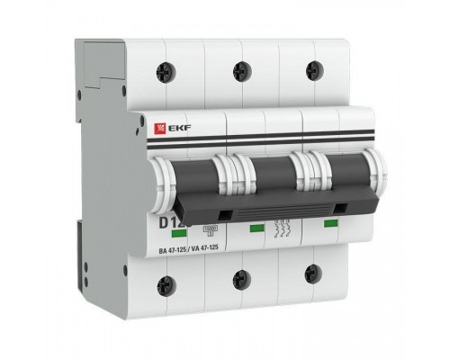 Выключатель автоматический модульный 3п D 125А 15кА ВА 47-125 PROxima EKF mcb47125-3-125D