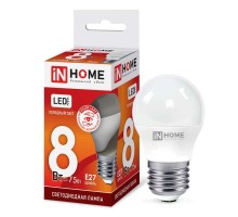 Лампа светодиодная LED-ШАР-VC 8Вт шар 230В E27 6500К 760лм IN HOME 4690612024905