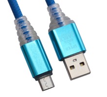 USB кабель "LP" Micro USB "Змея" LED TPE (синий/блистер)