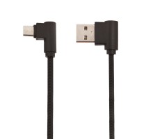 USB кабель "LP" Micro USB L-коннектор "Круглый шнурок" (черный/коробка)