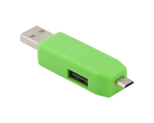 OTG Картридер LP слоты Micro SD/USB, разъемы USB/Micro USB, зеленый, коробка