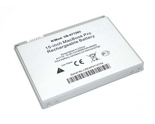 Аккумулятор OEM (совместимый с A1175) для ноутбука Apple MacBook Pro 15 10.8V 5200mAh серебристый