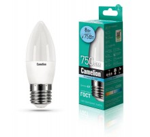 Лампа светодиодная LED8-C35/845/E27 8Вт свеча 4500К бел. E27 750лм 170-265В Camelion 12390