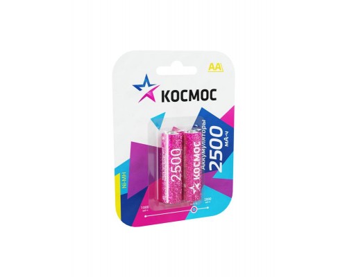 Аккумулятор AA/R6 NI-MN 2500мА.ч BP-2 (блист.2шт) Космос KOCR6NIMH2500MAH2BL