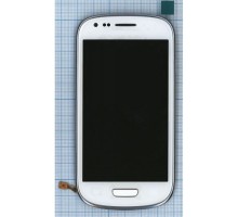 Дисплей (экран) в сборе с тачскрином для Samsung Galaxy S3 mini GT-I8190 белый с рамкой