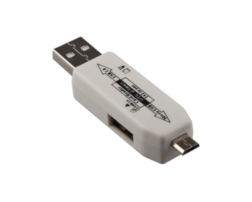 OTG Картридер LP слоты Micro SD, USB белый, коробка