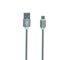 USB кабель "LP" Micro USB Металлическая оплетка 1м серебряный