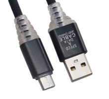 USB кабель "LP" Micro USB "Змея" LED TPE (черный/блистер)