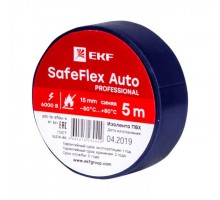 Изолента ПВХ 15мм (рул.5м) син. SafeFlex Auto EKF plc-iz-sfau-s