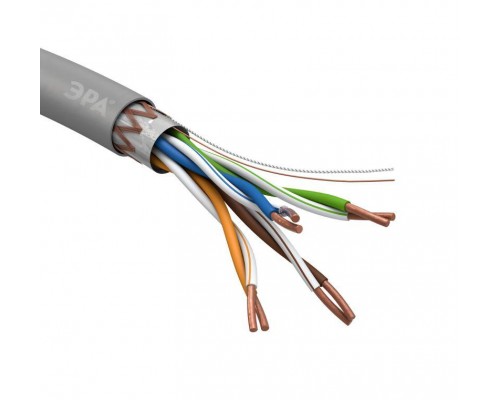 Кабель витая пара SF/UTP 4х2х24 AWG Cat5e CU PVC (уп.305м) ЭРА Б0044691