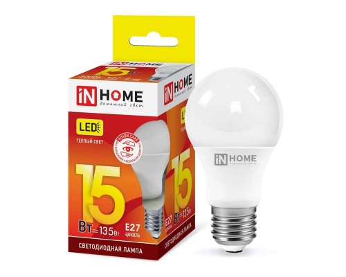 Лампа светодиодная LED-A60-VC 15Вт грушевидная 230В E27 3000К 1430лм IN HOME 4690612020266