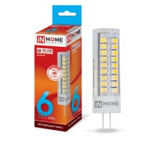 Лампа светодиодная LED-JCD 6Вт 4000К нейтр. бел. G4 570лм 230В IN HOME 4690612036144