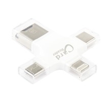 OTG 3 в 1 для Apple 8 pin, USB Type-C, Micro USB на Micro SD картридер белый, коробка