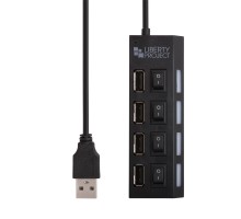 USB 2.0 Хаб "LP" на 4 USB с выключателями на каждый порт (черный)