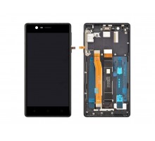 Дисплей (экран) в сборе с тачскрином для Nokia 3 черный с рамкой Premium LCD